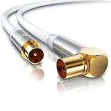 thumbnail of Primewire Antennenkabel gewinkelt - Koaxialkabel - Koax Kupplung 90° Winkel zu Stecker gerade - HDTV 75 Ohm - weiß - 3 m