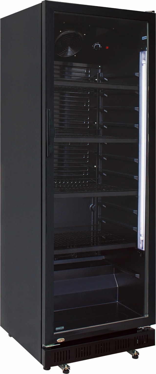 Gastro Getränkekühlschrank Gewerbekühlschrank 347l 1 Glastür 620x635x1732mm schwarz