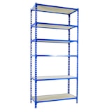 thumbnail of Maderclick schraubenloses Metallregal 6 Böden. Farbe BLAU/HOLZ 2500x1100x300 mm
