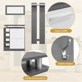 thumbnail of Garderobenset Schuhschrank 2 Einlegeböden Wandpaneele Spiegel Ablage Verstellbar Aufbewahrung Foyer Flur Modern Grau 80x25x96