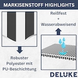 thumbnail of DELUKE® Markisenbespannung Markisenstoff Wasserabweisend Reißfest Anthrazit-Weiß, für 300x250cm Rahmen Markise mit Volant Markisen Ersatzstoff