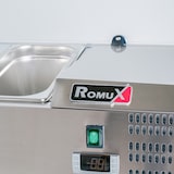 thumbnail of Romux® Vitrina de Ingredientes Refrigerada 120x39x44 cm de Acero Inoxidable 4 Cubetas GN 1/3 | Nevera de Ingredientes con Termostato Digital Dixell