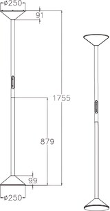 thumbnail of Tratto LED-Stehleuchte 50 W 4000 lm CCT Weiß - Gestell aus Metall und Methacrylat, Touch-Dimmung, Schutzart IP20, 175,5 cm - Tratto Design