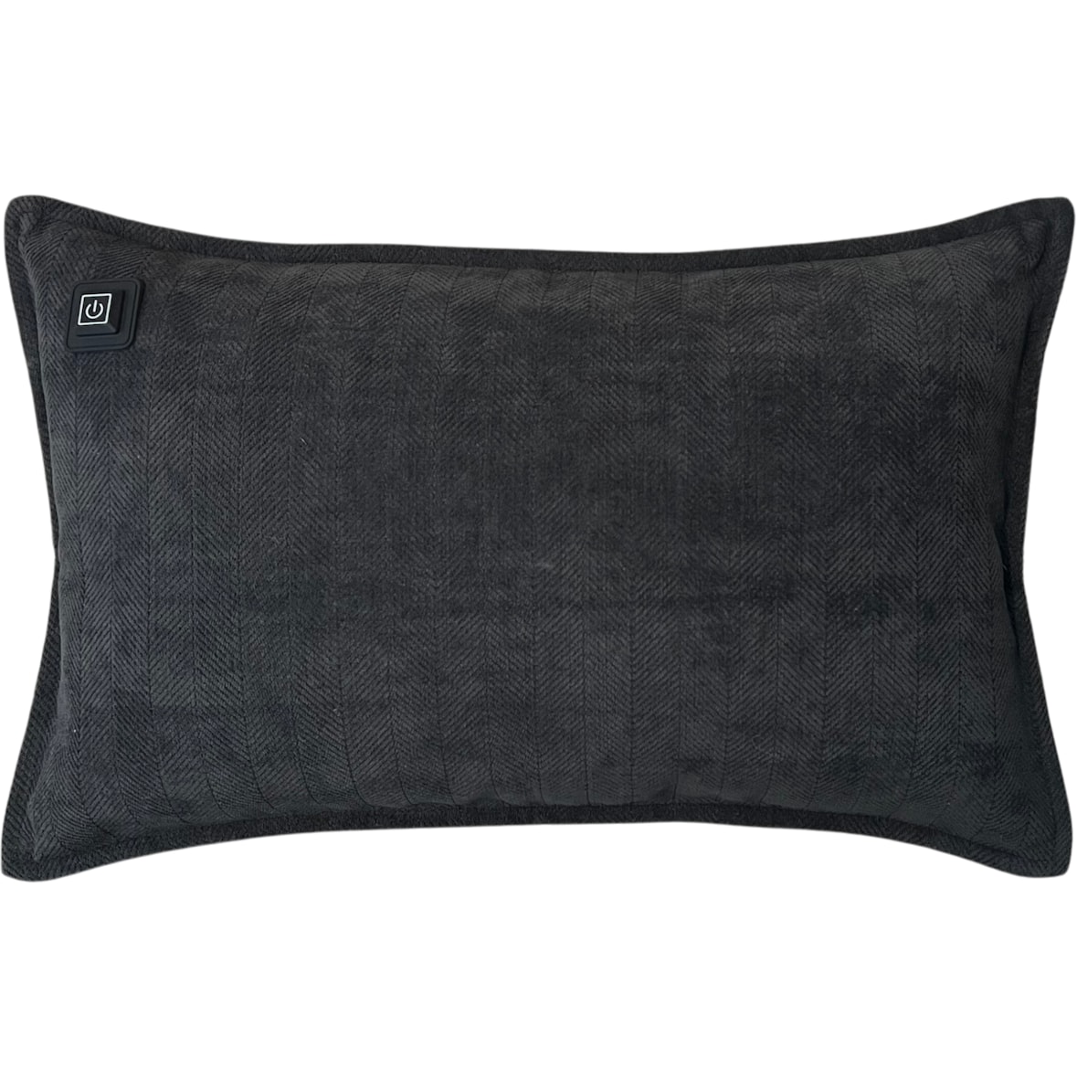 Warmpi Infrarot Heizkissen Kabellos mit Powerbank (10.000mAh) – Chenille Schwarz 30x50cm – Beheiztes Kissen inkl. 3m Kabel