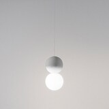 thumbnail of Sfera - Enkele hanglamp met lichtgrijze betonnen bol en opaal glas - 1XG9 max 1X7W, wit frame, IP20