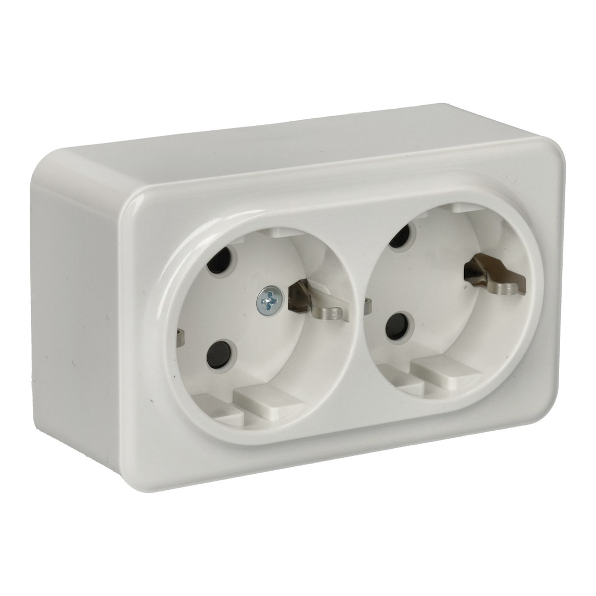 Jandei - Mecanismo Superficie Policarbonato Blanco, 10A 250V (Doble Enchufe Schuko)