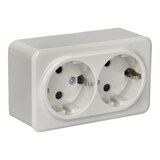 thumbnail of Jandei - Mecanismo Superficie Policarbonato Blanco, 10A 250V (Doble Enchufe Schuko)