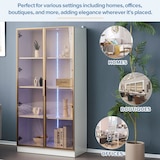 thumbnail of LED Glasvitrine 80x40x160 cm Weiß mit verstellbaren Einlegeböden, Flügeltüren und stimmungsvollem Licht für Wohnzimmer und Büro