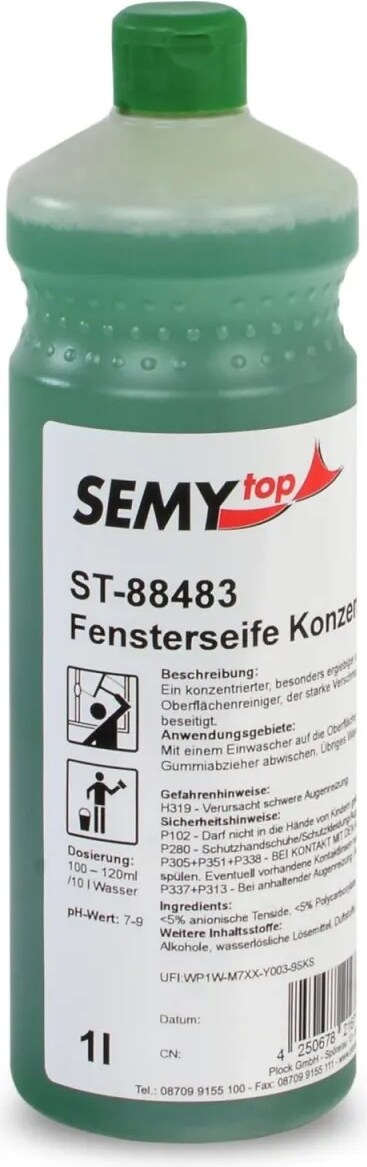 SemyTop Fensterseife - Konzentrat - 12 Flaschen à 1 Liter - Glasreiniger