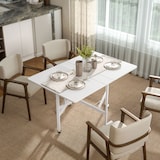 thumbnail of HOMCOM mesa plegable de comedor para 4-6 personas mesa de comedor plegable con ruedas y alas abatibles mesa abatible para cocina 120x80x73 cm blanco