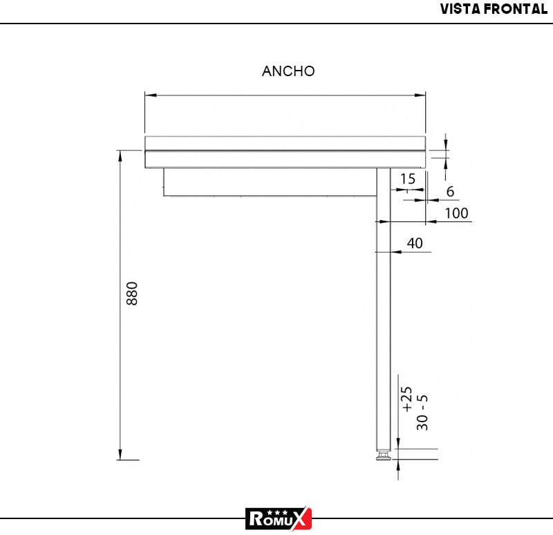 Romux® Table de Sortie à Droite pour Lave-Vaisselle à Capot Acier ...