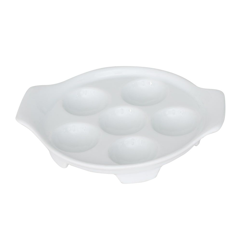 Assiette à escargots 6 trous -  Blanc Rond Porcelaine Table Passion 16.80x14.00 cm