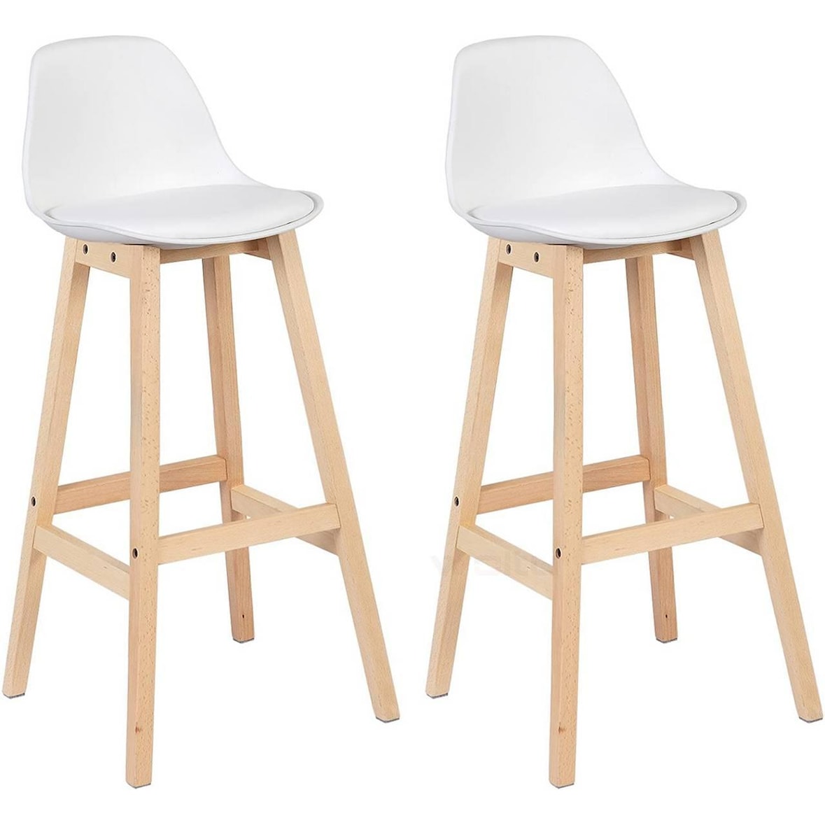 Helloshop26 - Conjunto de 2 banquetas brancas para balcão de cozinha/bar 19_0000591