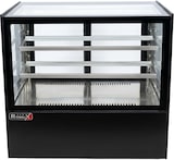 thumbnail of Romux® Kühlvitrine für Konditorei Quadratisch Tischgerät 2 Böden Schwarz 470 Liter Umluftkühlung | Kühlvitrine Gerade Glasscheiben