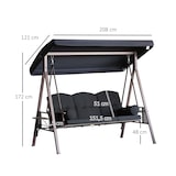 thumbnail of Outsunny columpio de jardín exterior de 3 plazas con toldo ajustable bandejas laterales y 2 almohadas carga 360 kg 208x121x172 cm negro