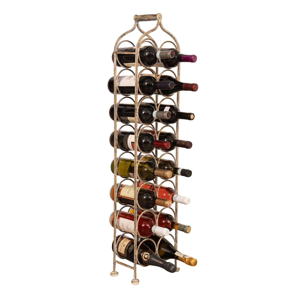 Biscottini Portabottiglie da vino - Portabottiglie in ferro battuto  - Cantinetta per vino 16 bottiglie - Espositore vino - Porta bottiglie 105x25 cm