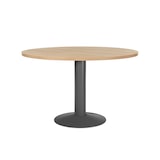 thumbnail of Mesa de reunião redonda Rocada com tampo de 120cm de diâmetro e base metálica. Altura 72cm. cor: antracite / tampo carvalho