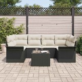 thumbnail of vidaXL Garten-Sofa-Set mit Kissen mit Speicher 7 pcs Schwarz und Creme