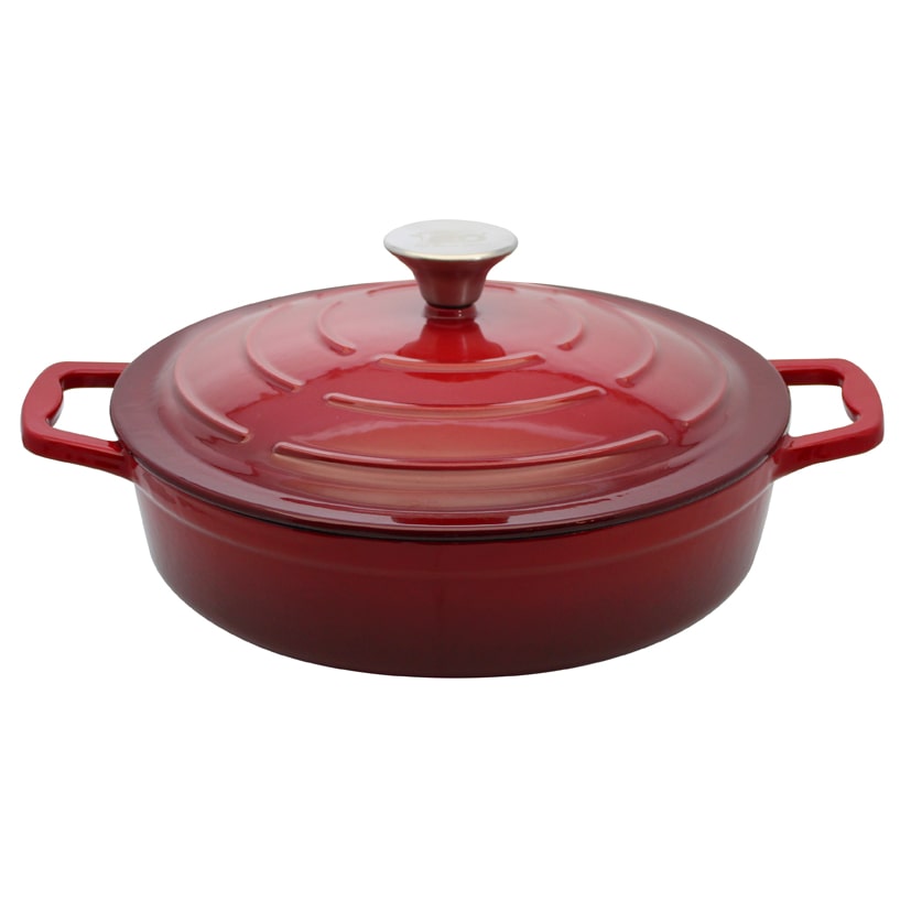 Cocotte en fonte émaillée basse rouge cerise 28 cm 3L Elo