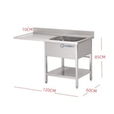 thumbnail of Pia para lava-louças 120 x 60 cm - 1 tigela e prateleira Com escorredor à esquerda