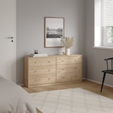 thumbnail of WellHome - Aparador Duplo com 6 Gavetas em cor Carvalho 144 x 31 x 69 cm - Ebro Oak