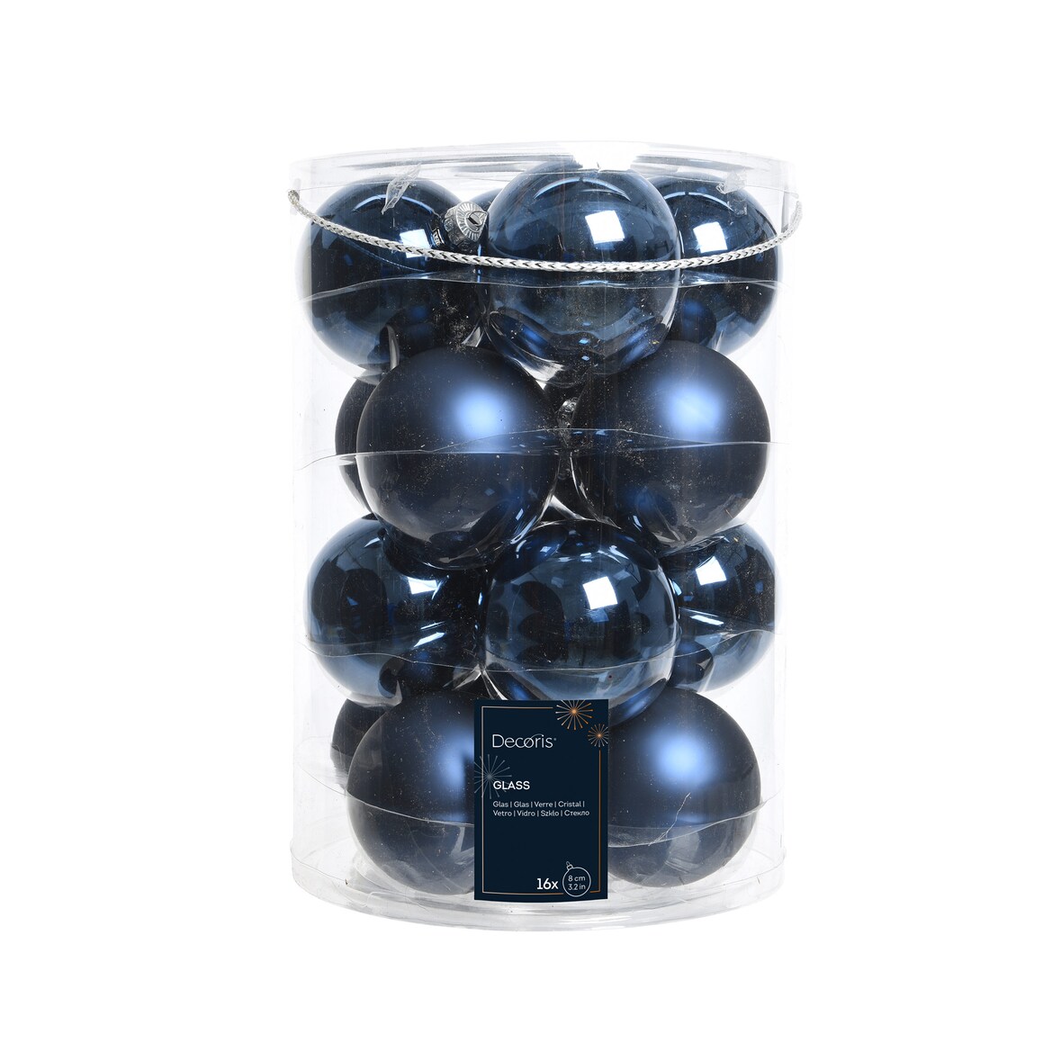 16 Weihnachtskugeln 8cm Glas Christbaumkugeln Weihnachtsbaumkugeln dunkelblau