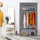 thumbnail of Relaxdays Stoffschrank, mit 2 Kleiderstangen & 6 Fächern, HBT 172 x 90 x 45 cm, stabil, Faltschrank mit Bezug, anthrazit