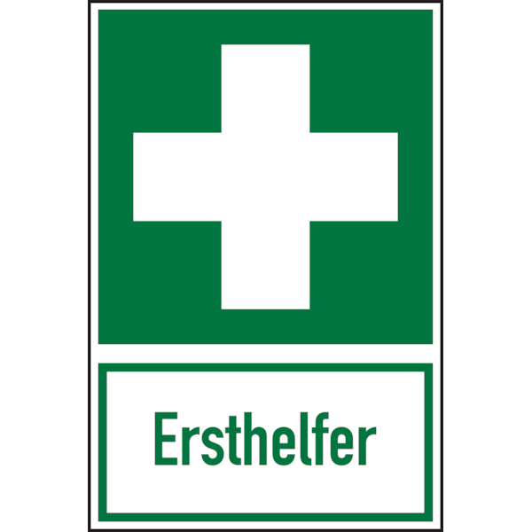 Rettungszeichen, Kombischild Ersthelfer - ASR A1.3 (DIN EN ISO 7010) - 200x300x1.5 mm Kunststoff nachleuchtend