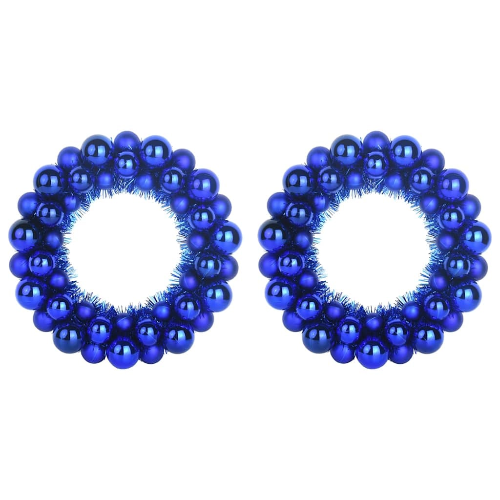 vidaXL Weihnachtsballkränze 2 pcs Blau 33 x 33 x 7 cm Polystyrol