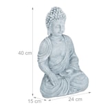 thumbnail of Relaxdays Buddha Figur sitzend, 40 cm hoch, Feng Shui Deko, wetterfest & frostsicher, große Garten Dekofigur, hellgrau