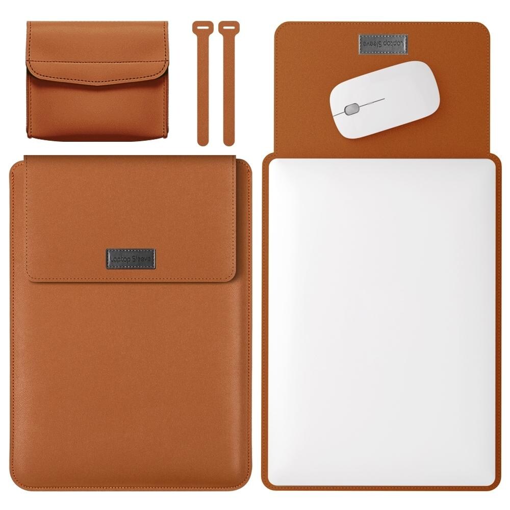 Sacoche Ordinateur Portable 4 En 1 Léger Étanche Anti-Rayures 13/14 Pouces Marron YONIS