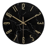 thumbnail of IvoQ Wandklok Marmerlook Zwart - Glas - Ø 30 cm - Stil Uurwerk - Modern & Goud