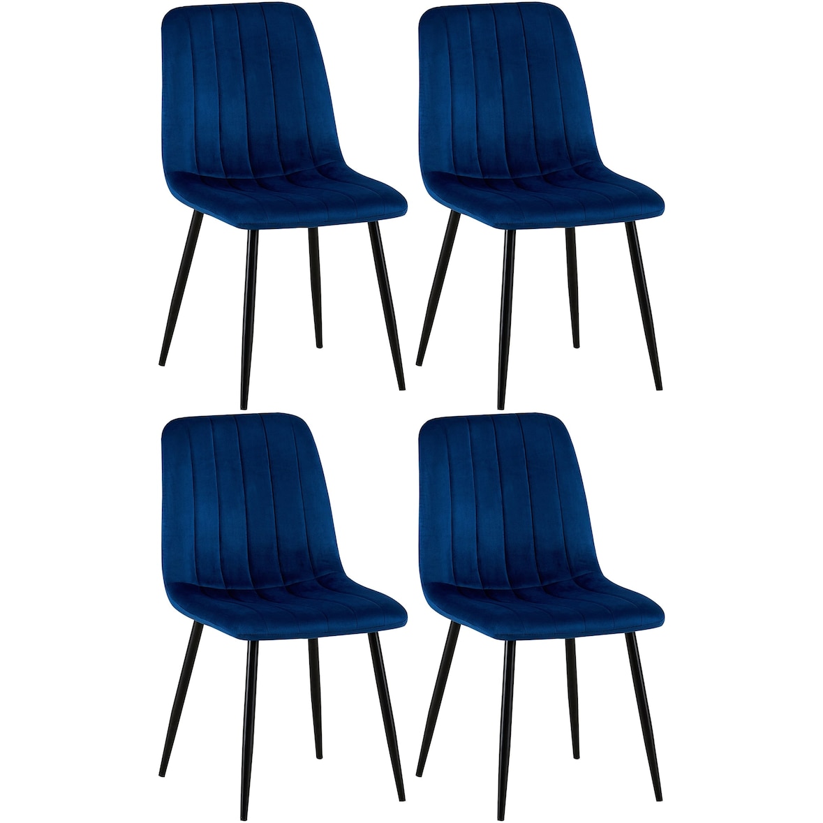 Set de 4 sillas de salón Dijon en tela o terciopelo Azul/Terciopelo