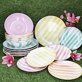 thumbnail of Beach Pastello Stripes 18tlg Tellerset Kuchenteller Speiseteller Suppenteller