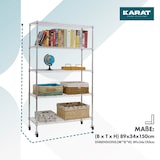 thumbnail of Gitterregal mit Rollen "Maya" - 5 Böden - 89 x 34 x 150 cm / Verchromt