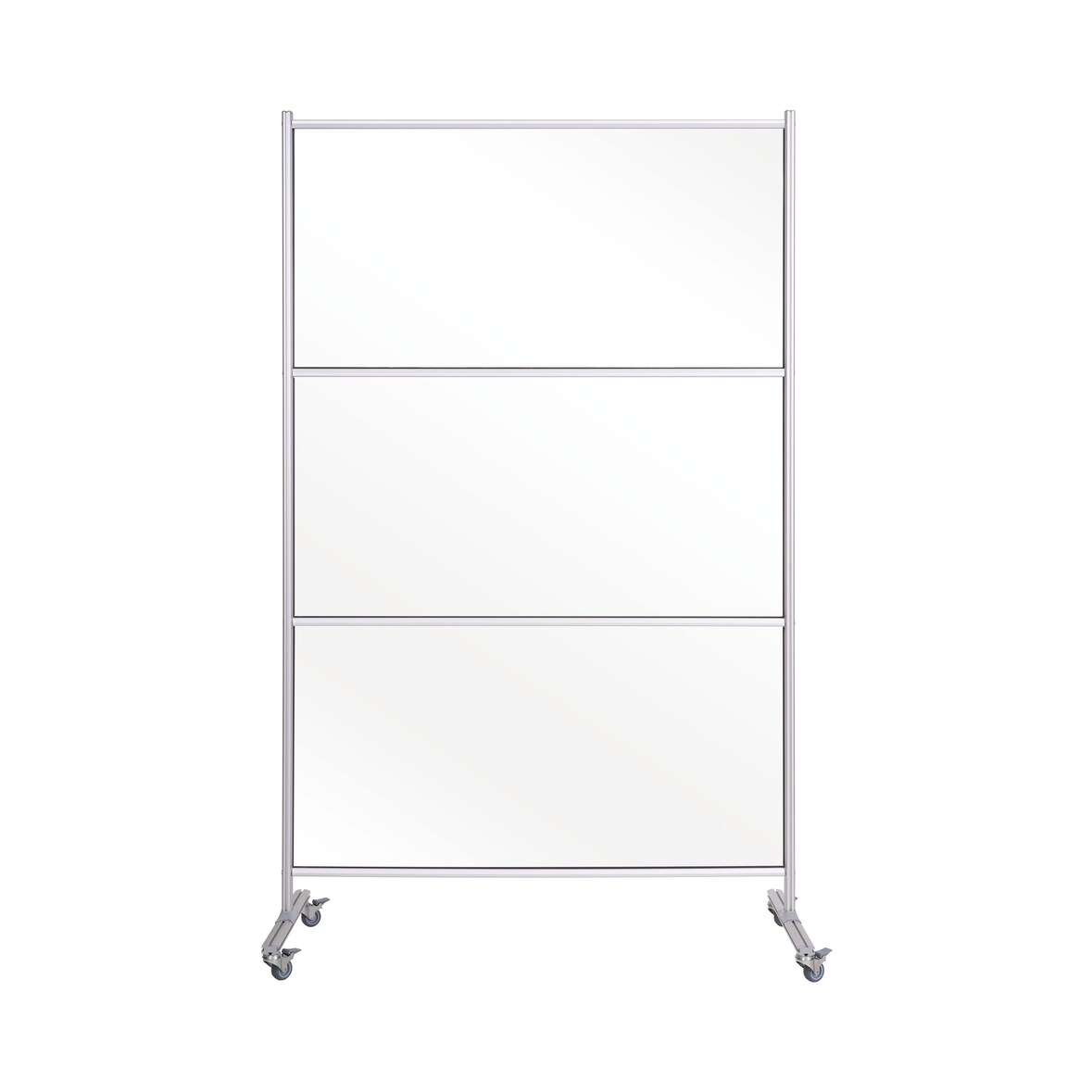 Bi-Office Mobile Trennwand, Spritzschutz, Glas, mit Aluminiumrahmen, silber 120 x 150 cm