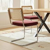 thumbnail of Lot de 2 chaises en acier et velours bordeaux