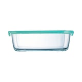 thumbnail of METRO Professional Recipiente de cristal, 190 mm, 82 cl, rectangular, con tapa de plástico, turquesa