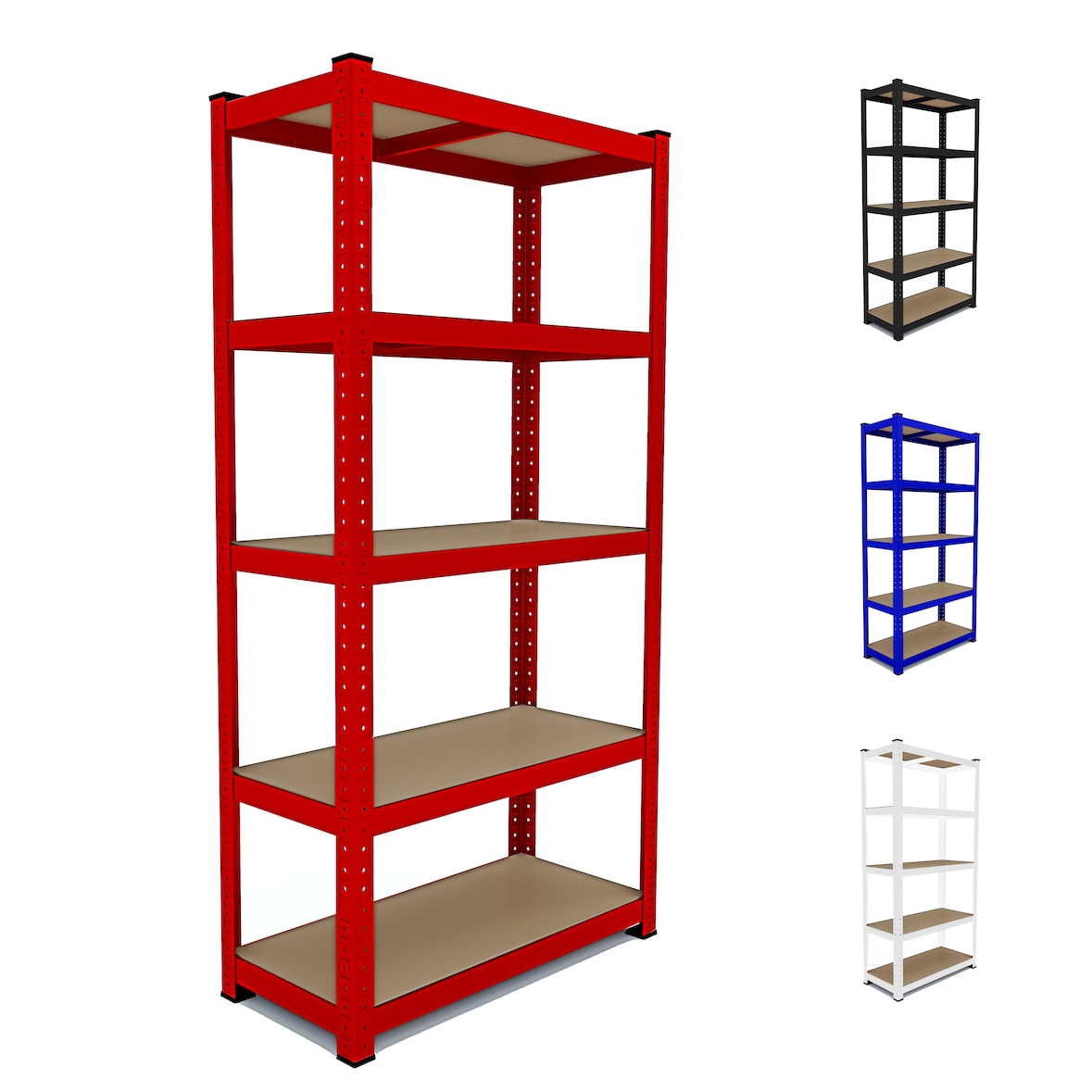 Scaffale In Metallo E MDF Ad Alta Portata Fino a 875 kg Con 5 Ripiani Regolabili Per Garage Officina Cantina Capannone Magazzino 180x90x40 cm (Rosso)