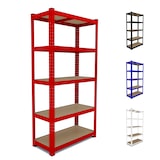 thumbnail of Scaffale In Metallo E MDF Ad Alta Portata Fino a 875 kg Con 5 Ripiani Regolabili Per Garage Officina Cantina Capannone Magazzino 180x90x40 cm (Rosso)