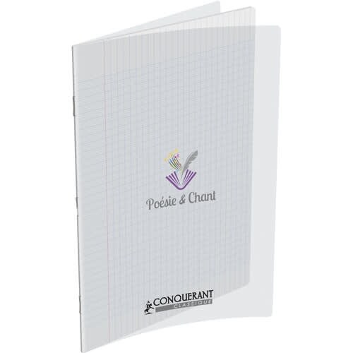 Lot de 10 Cahier Poésie & Chant Classique PP piqué A4, 96p./48 feuilles 90g/m², Séyès/uni, incolore