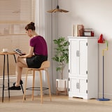 thumbnail of HOMCOM alacena de cocina aparador alto de cocina mueble auxiliar con 4 puertas y estantes ajustables para salón baño 60x30x123 cm blanco