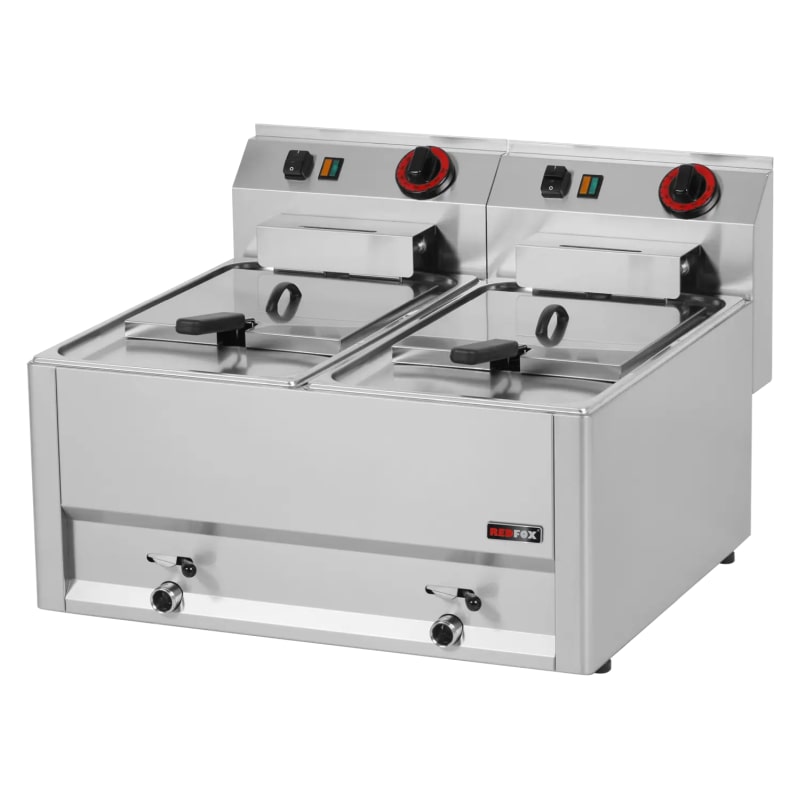 Elektro-Fritteuse 2x 8 Liter Becken Ausführung 400 Volt - Tischgerät