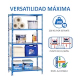 thumbnail of SimonRack Estante metálica, 2000x1100x500 mm, 5 níveis, prateleira metálica, 200 kg no ponto de flexão, Azul/Galvanizado - Simonclick