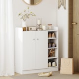 thumbnail of HOMCOM Sapateira Armário Multiuso com 2 Portas Prateleiras Interiores e 4 Prateleiras Exteriores com Altura Ajustável 83x30x90 cm Branco