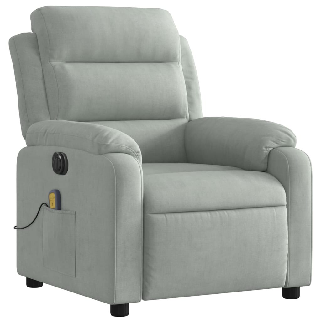 vidaXL Massagesessel Elektrisch Hellgrau Samt