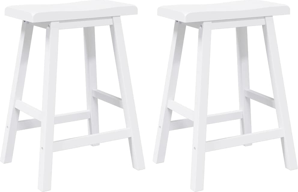 vidaXL Barhocker 2 Stk. Weiß Massivholz Gummibaum