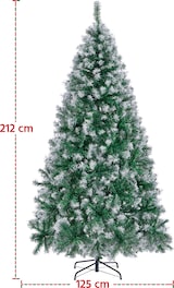 Ein künstlicher Weihnachtsbaum mit Schnee.