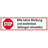 thumbnail of Aufkleber STOP Bitte keine Werbung u. kostenlose Zeitungen..., Folie, 70x20mm, 7 St./Bogen