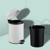 thumbnail of Relaxdays Kosmetikeimer, 3 Liter, entnehmbarer Inneneimer, Metall, Badezimmer & Gäste WC, Mülleimer mit Deckel, weiß